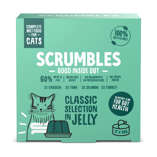 Scrumbles Complete Wet Cat Food Classic Selection in Jelly 12 x 80g Tin