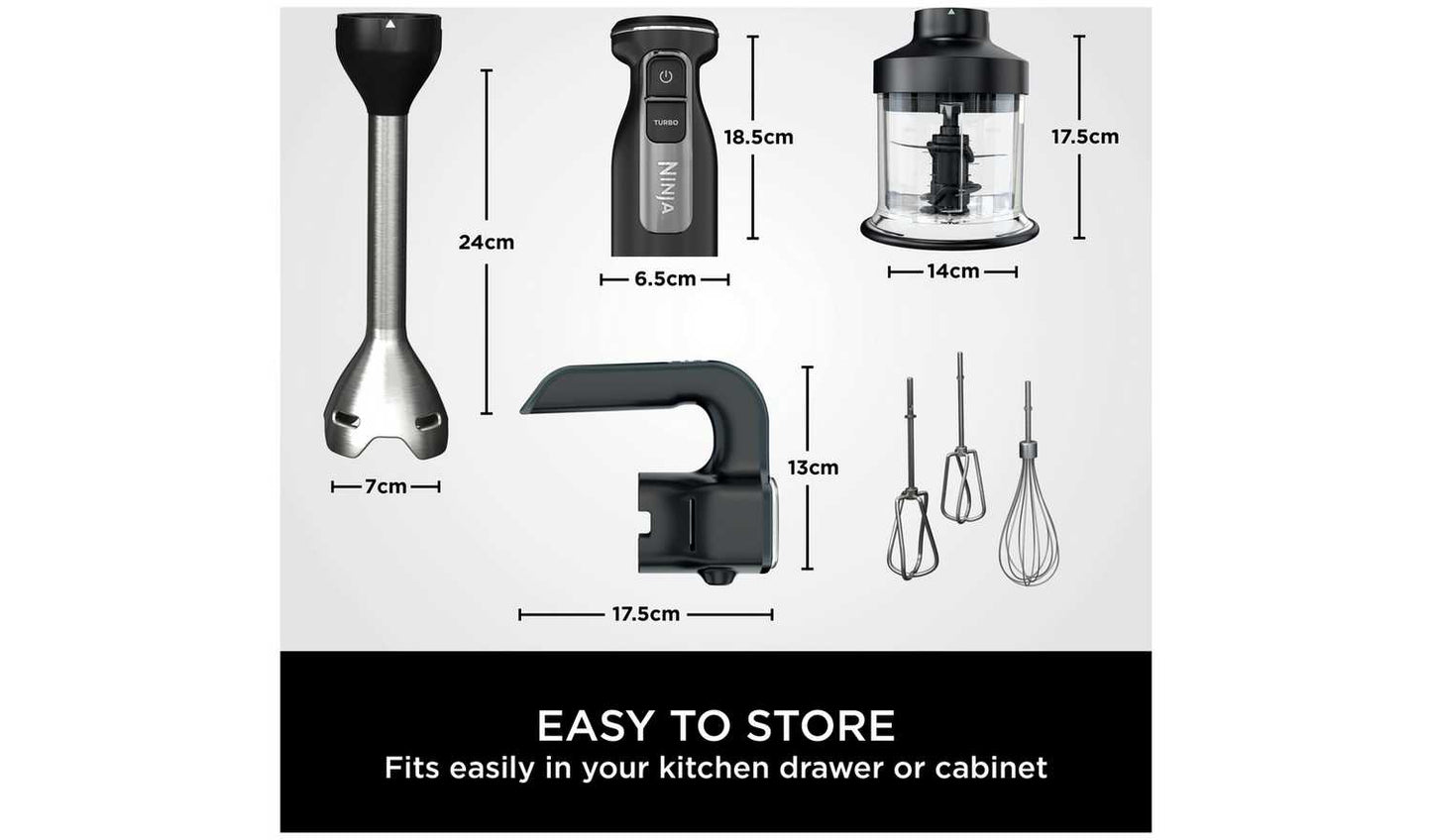 Ninja Foodi CI100UK 3-in-1 Hand Blender, Mixer & Chopper