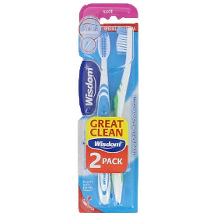 Wisdom Regular Plus Toothbrush - Soft (Pack of 2)