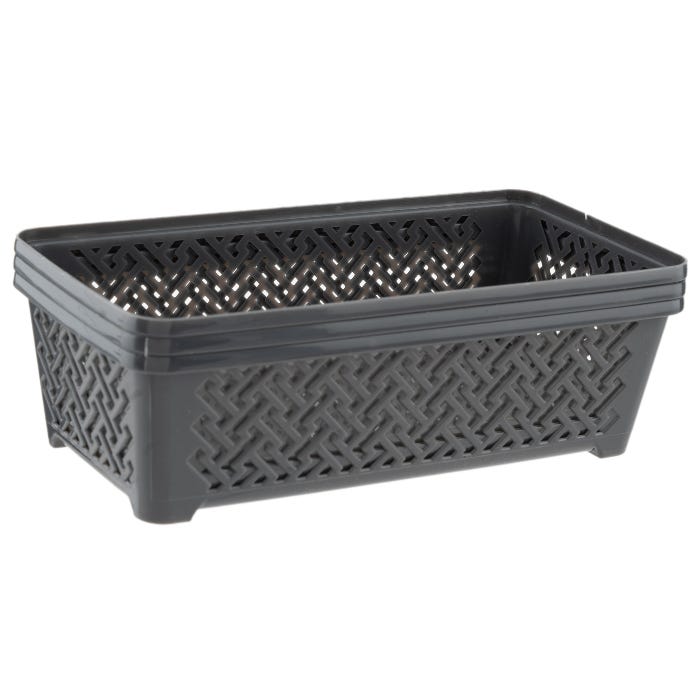 Pepco Small Grey Plastic Storage Boxes (Pack of 3)