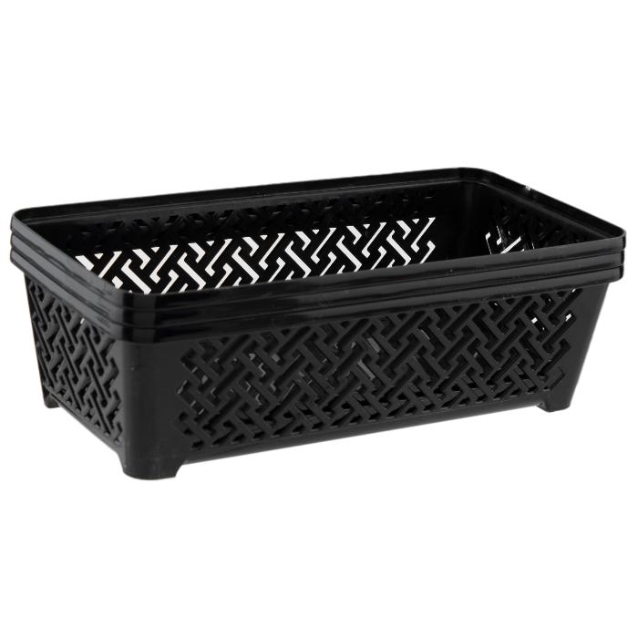 Pepco Small Black Plastic Storage Boxes (Pack of 3)