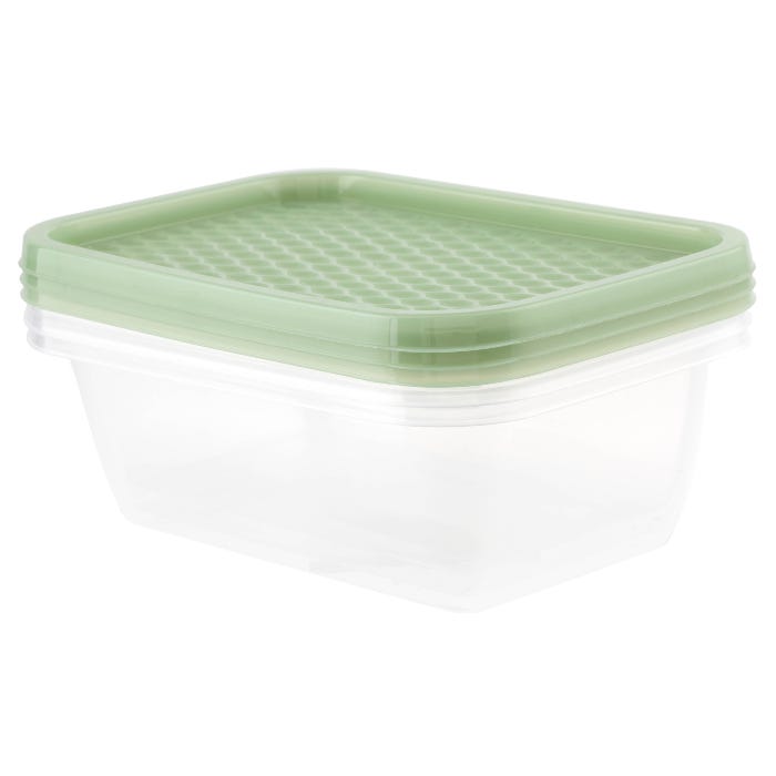Plastic Container, 1450ml (Pack of 3) - Green