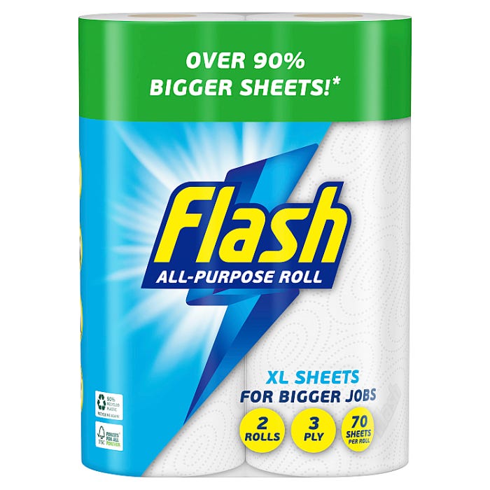 Flash All-Purpose Roll XL Sheets (Pack of 2)