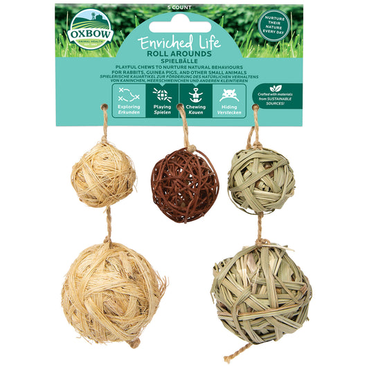 Oxbow Roll Around Ball Small Animal Chew Toys x5