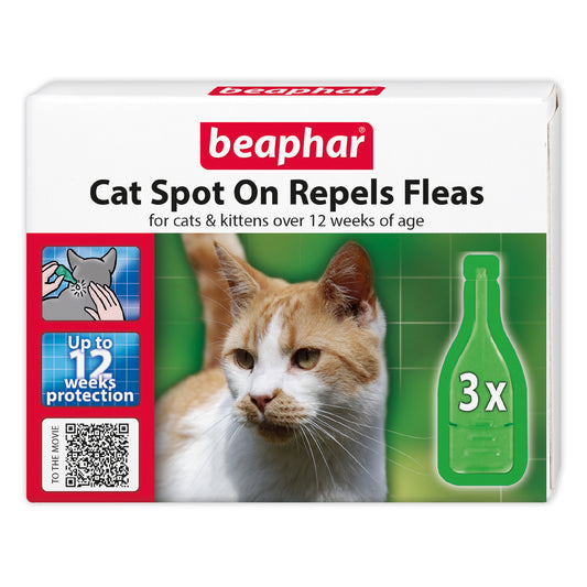 Beaphar Plant-Based Spot-On Flea Repellent for Cats 3 Pipette