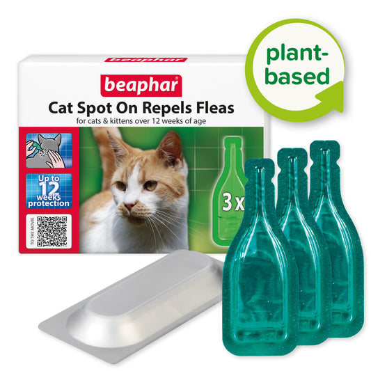 Beaphar Plant-Based Spot-On Flea Repellent for Cats 3 Pipette