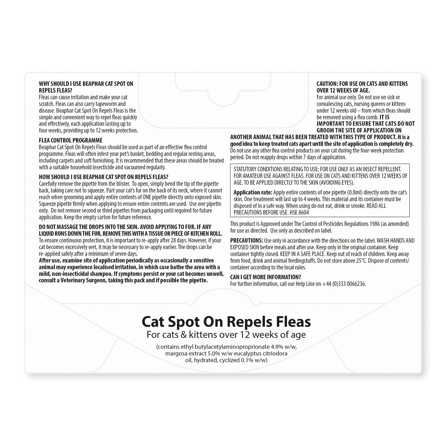Beaphar Plant-Based Spot-On Flea Repellent for Cats 3 Pipette