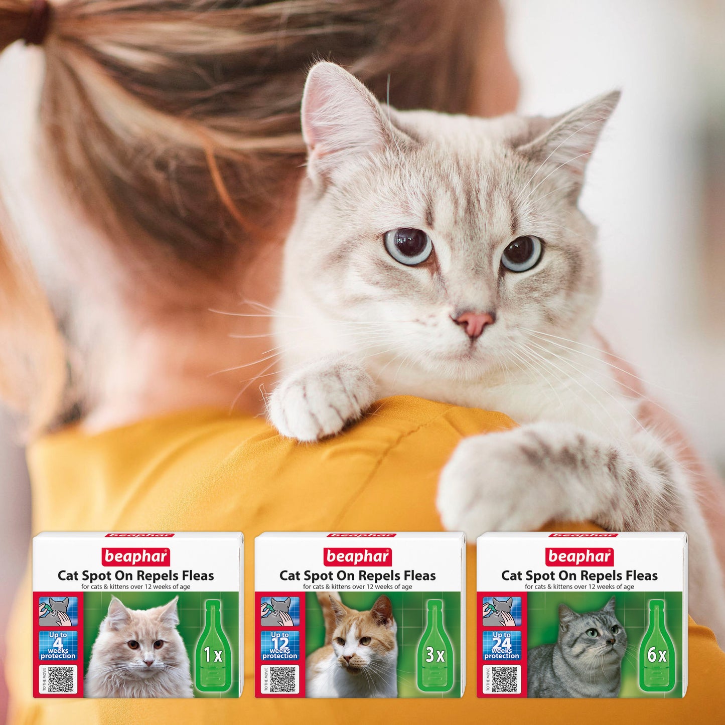Beaphar Plant-Based Spot-On Flea Repellent for Cats 3 Pipette
