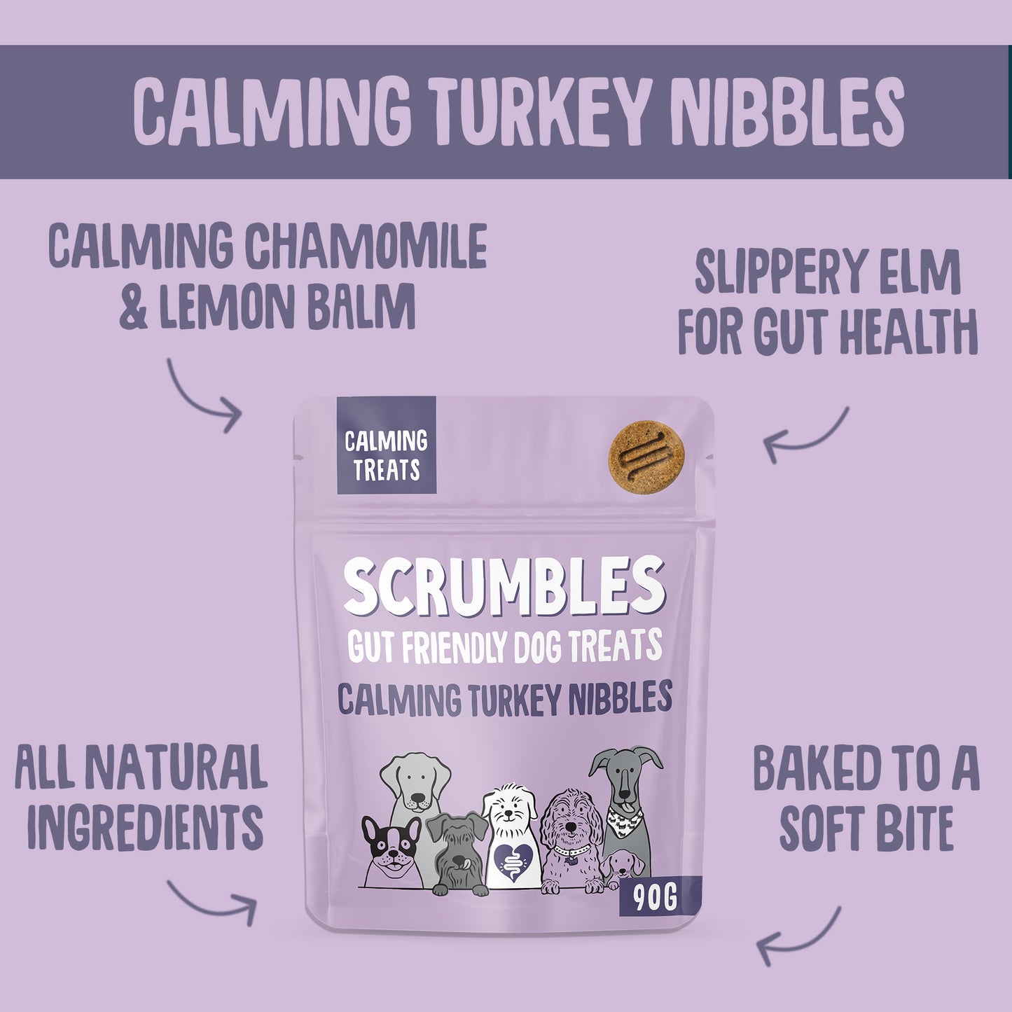 Scrumbles Nibbles Grain Free Natural Calming Dog Treats 100g