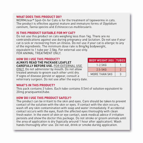 Beaphar WORMclear Worming Spot-On for Cats 2 Pack