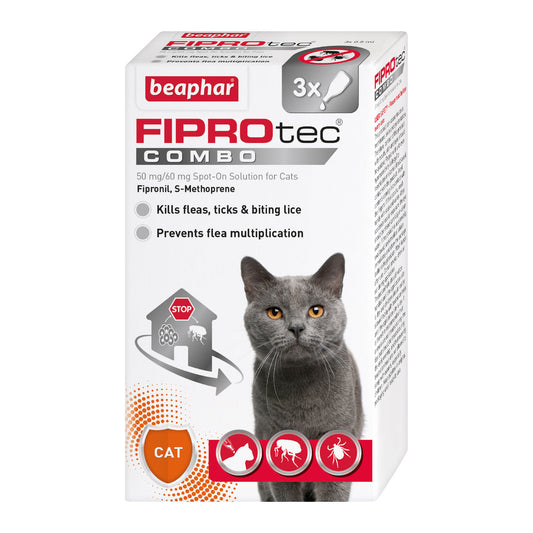 Beaphar FIPROtec COMBO Flea & Tick Spot-On for Cats 3 Pipettes