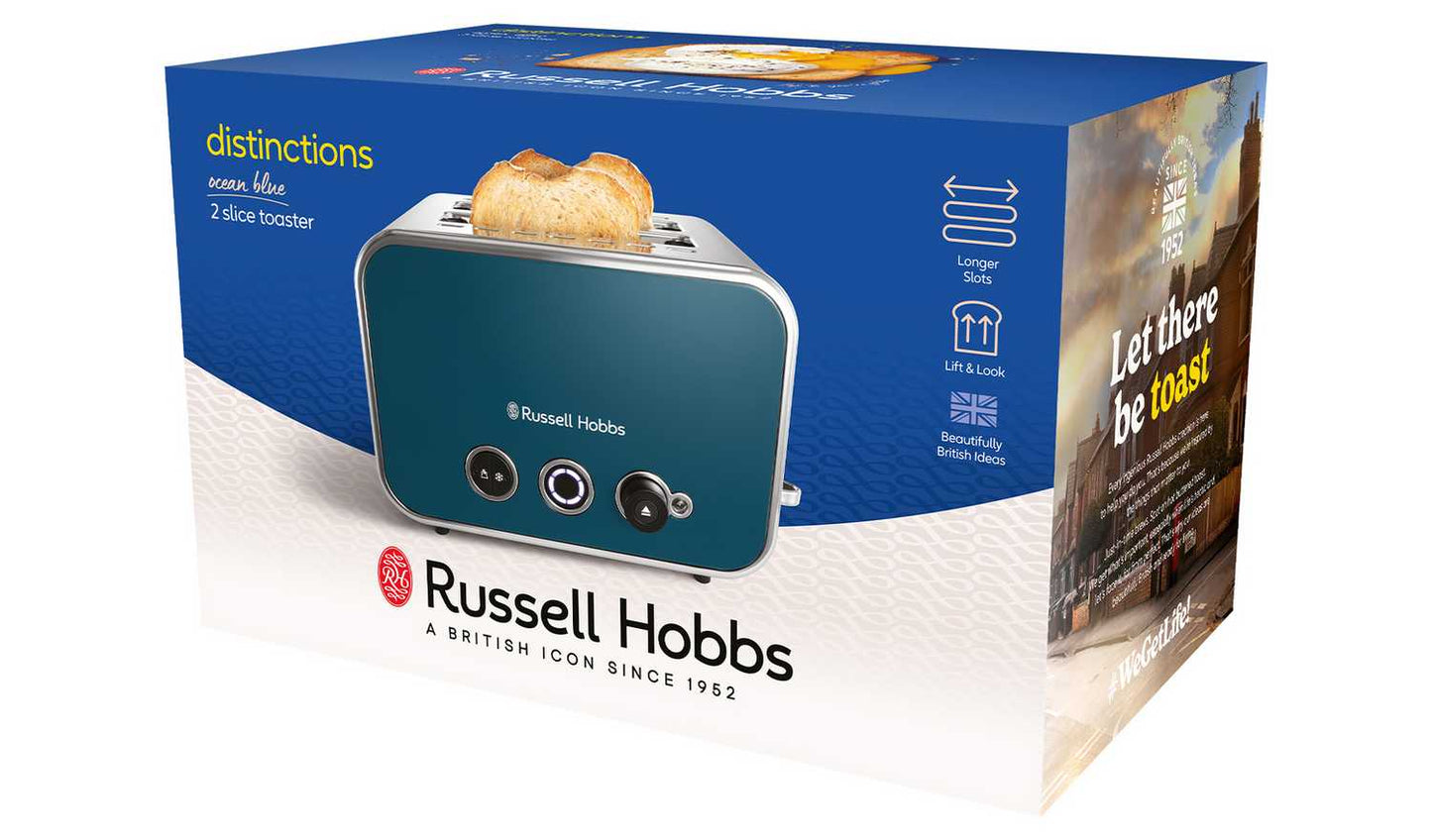 Russell Hobbs Distinctions 2 Slice Ocean Blue Toaster 26431