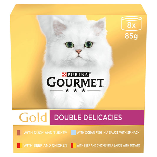 Gourmet Gold Double Delicacies Wet Cat Food Mixed 8x85g