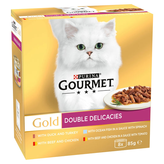 Gourmet Gold Double Delicacies Wet Cat Food Mixed 8x85g
