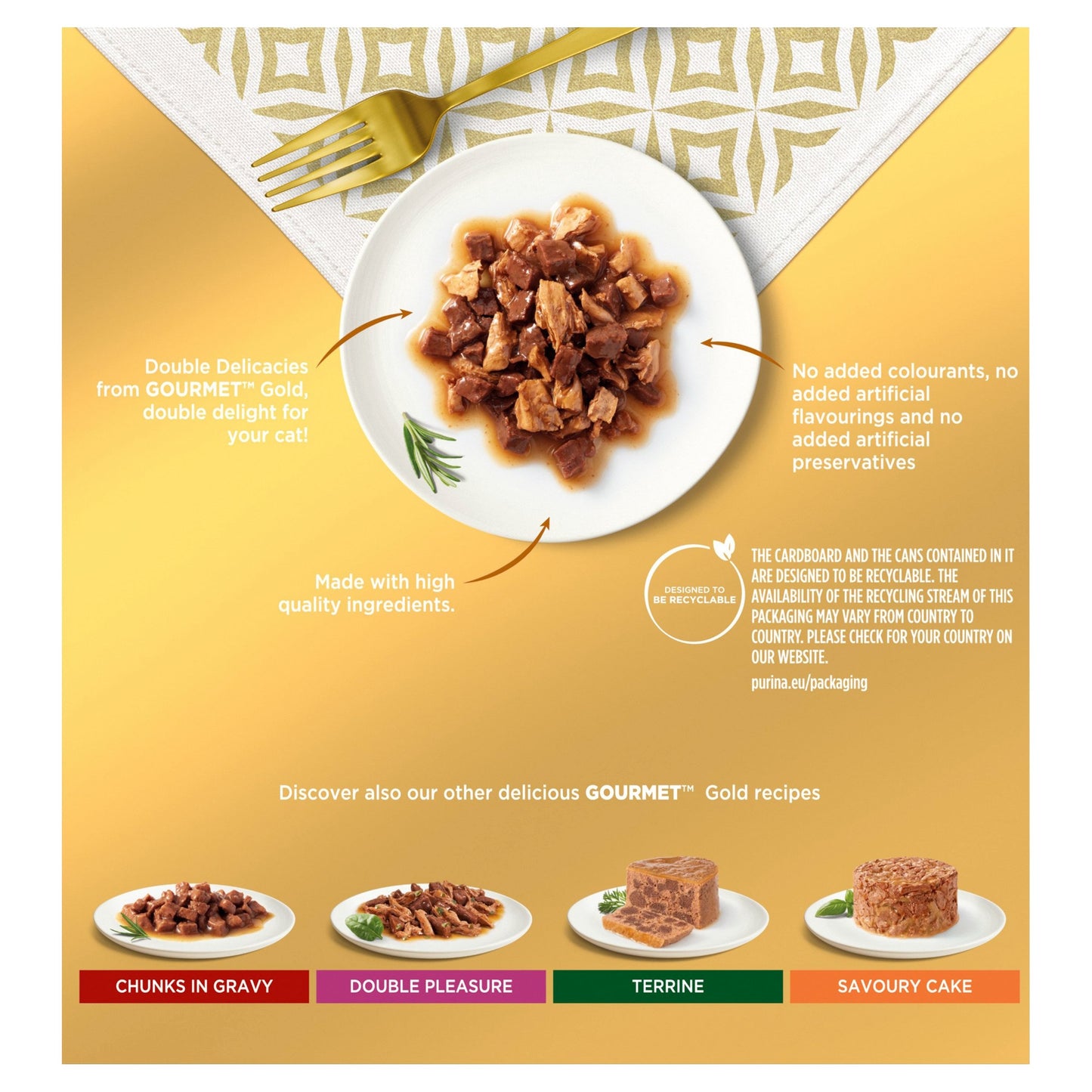 Gourmet Gold Double Delicacies Wet Cat Food Mixed 8x85g