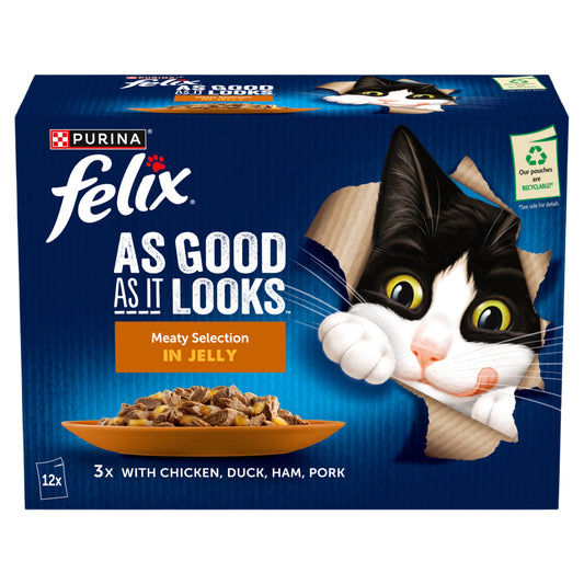 Felix As Good As it Looks Adult Wet Cat Food Meaty Selection In Jelly