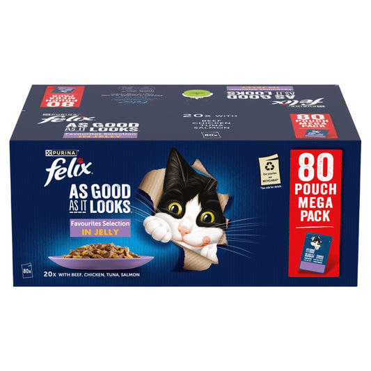 Felix As Good As it Looks Adult Wet Cat Food Favourites Selection In Jelly
