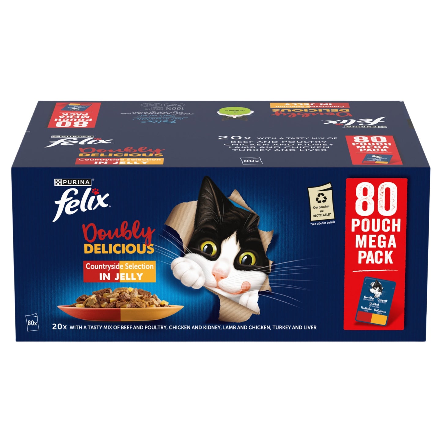 Felix Doubly Delicious Adult Wet Cat Food Countryside Selection In Jelly