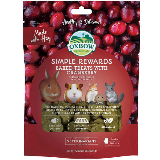 Oxbow Simple Rewards Oven Baked Small Animal Treats with Cranberry 85g