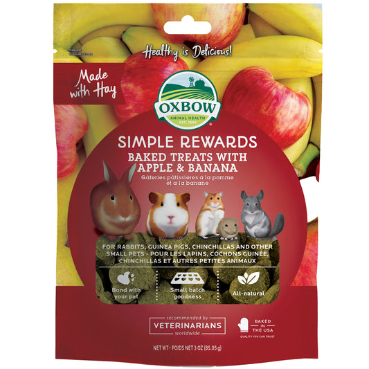 Oxbow Simple Rewards Oven Baked Small Animal Treats Apple & Banana 85g
