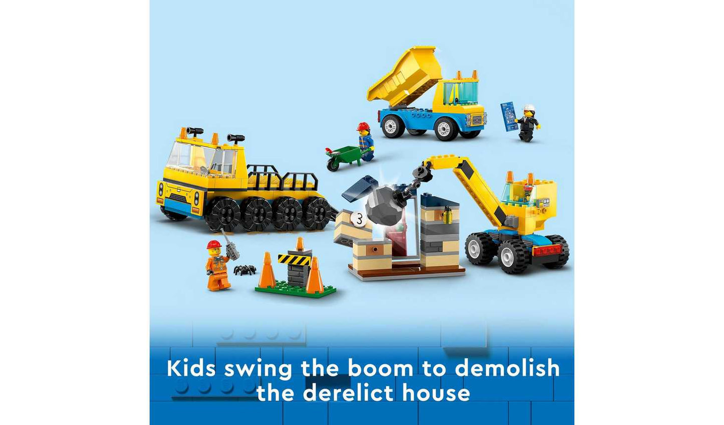 LEGO City Construction Trucks & Wrecking Ball Crane 60391