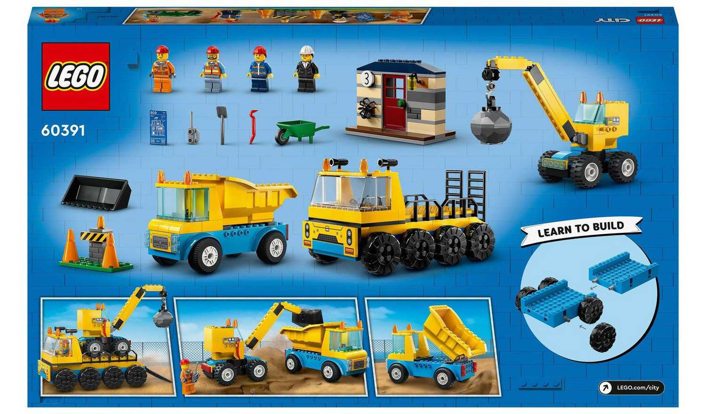 LEGO City Construction Trucks & Wrecking Ball Crane 60391
