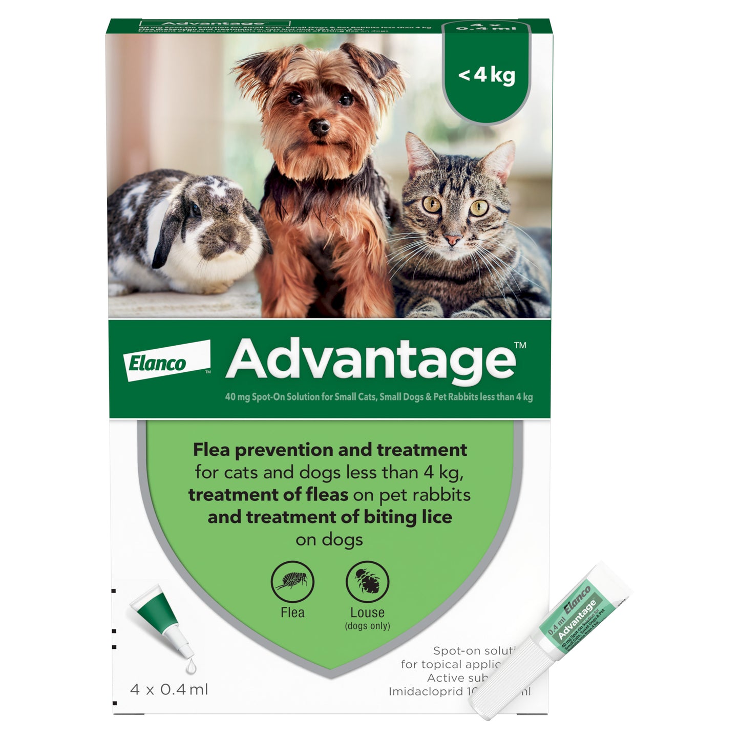 Advantage Spot-On Flea Treatment for Cats, Small Dogs & Rabbits 4 Pack