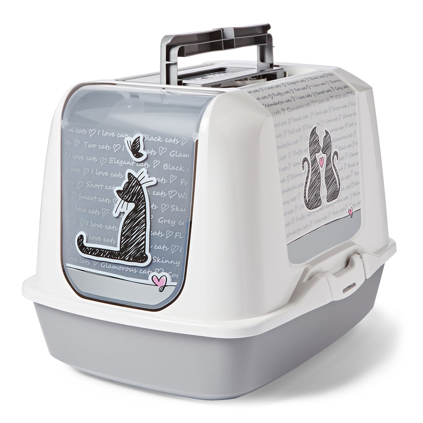 Pets at Home Cats In Love Hooded Cat Litter Tray