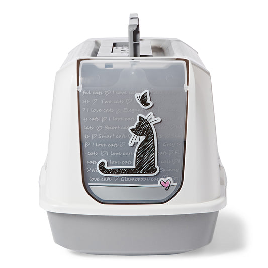 Pets at Home Cats In Love Hooded Cat Litter Tray
