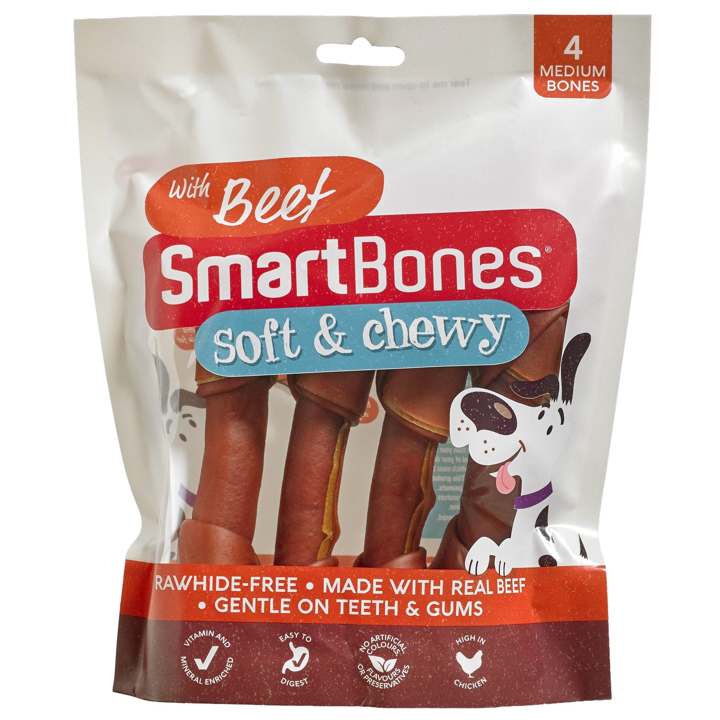 SmartBones Rawhide Alternative Beef Chew For Medium Breed Dogs 4 Pack