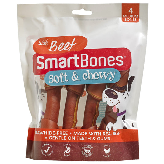 SmartBones Rawhide Alternative Beef Chew For Medium Breed Dogs 4 Pack