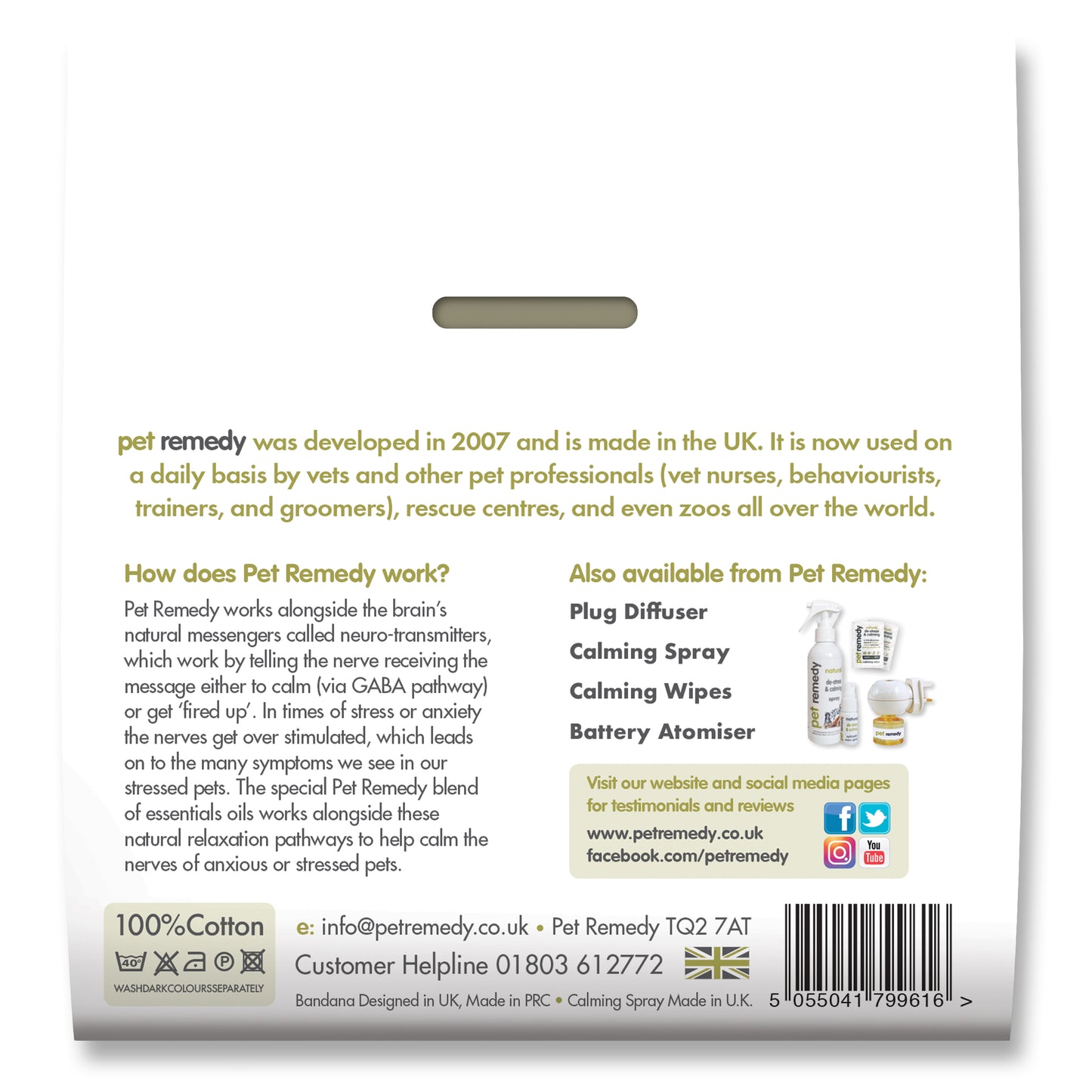 Pet Remedy Calming Bandana Kit Medium