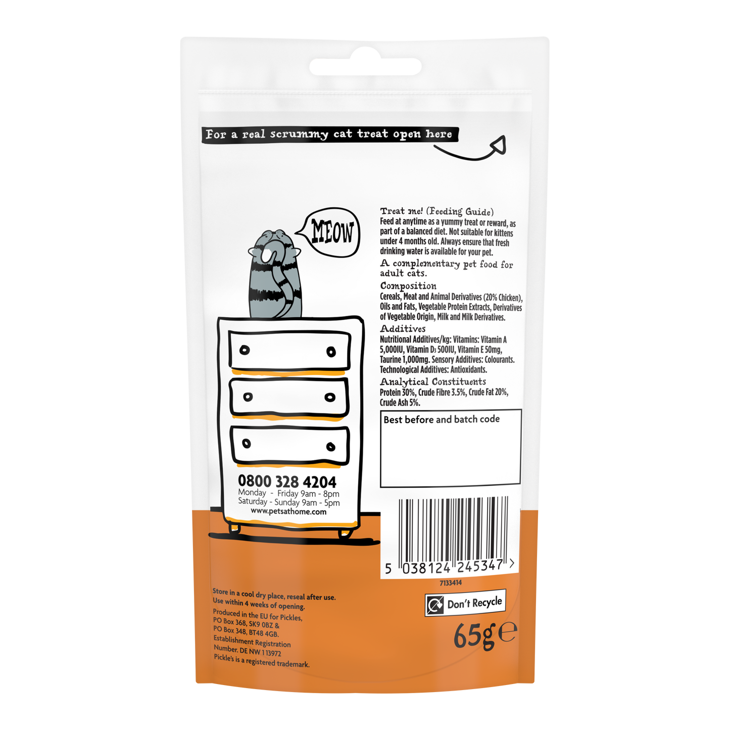 Pickle's Crunchy Filled Cat Treat with Chicken 65g