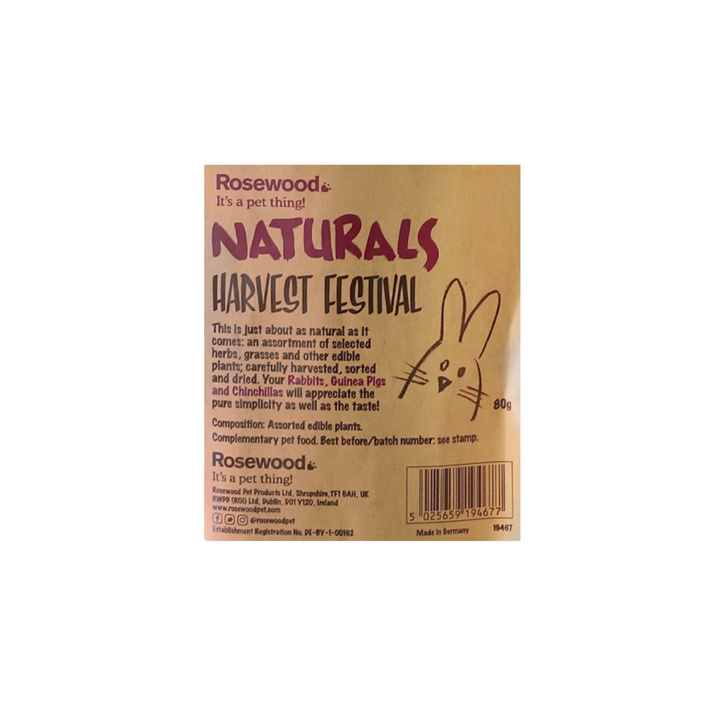 Rosewood Naturals Harvest Festival Small Animal Treat 80g