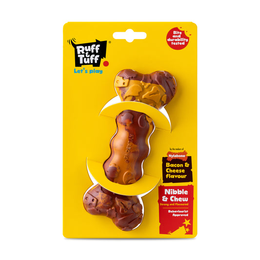 Nylabone Ruff & Tuff Bacon & Cheese Dog Chew Toy Medium