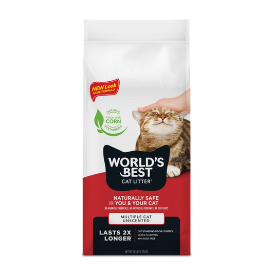 World's Best Quick Clumping Corn Multiple Unscented Cat Litter 12.7kg