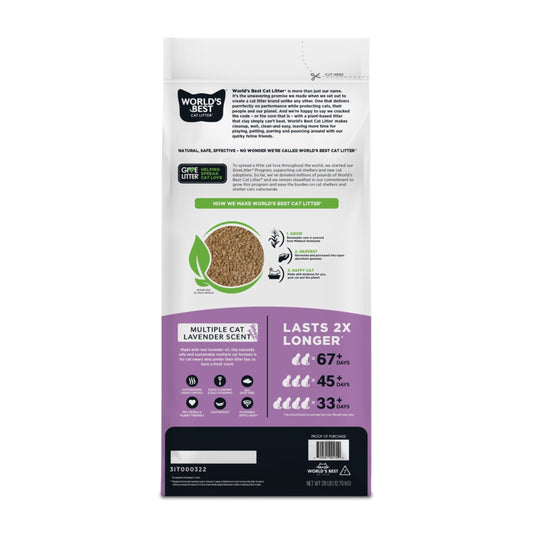 World's Best Quick Clumping Corn Multiple Lavender Cat Litter 12.7kg