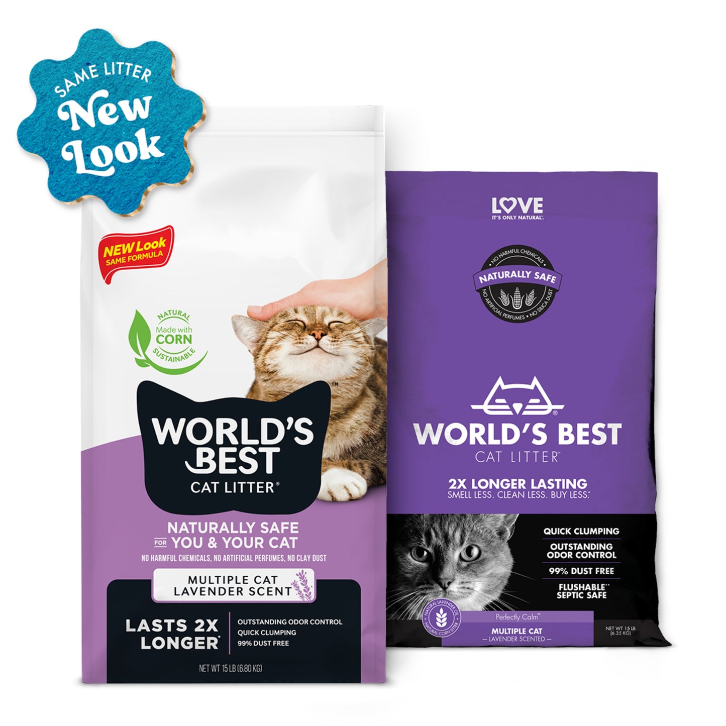 World's Best Quick Clumping Corn Multiple Lavender Cat Litter 12.7kg