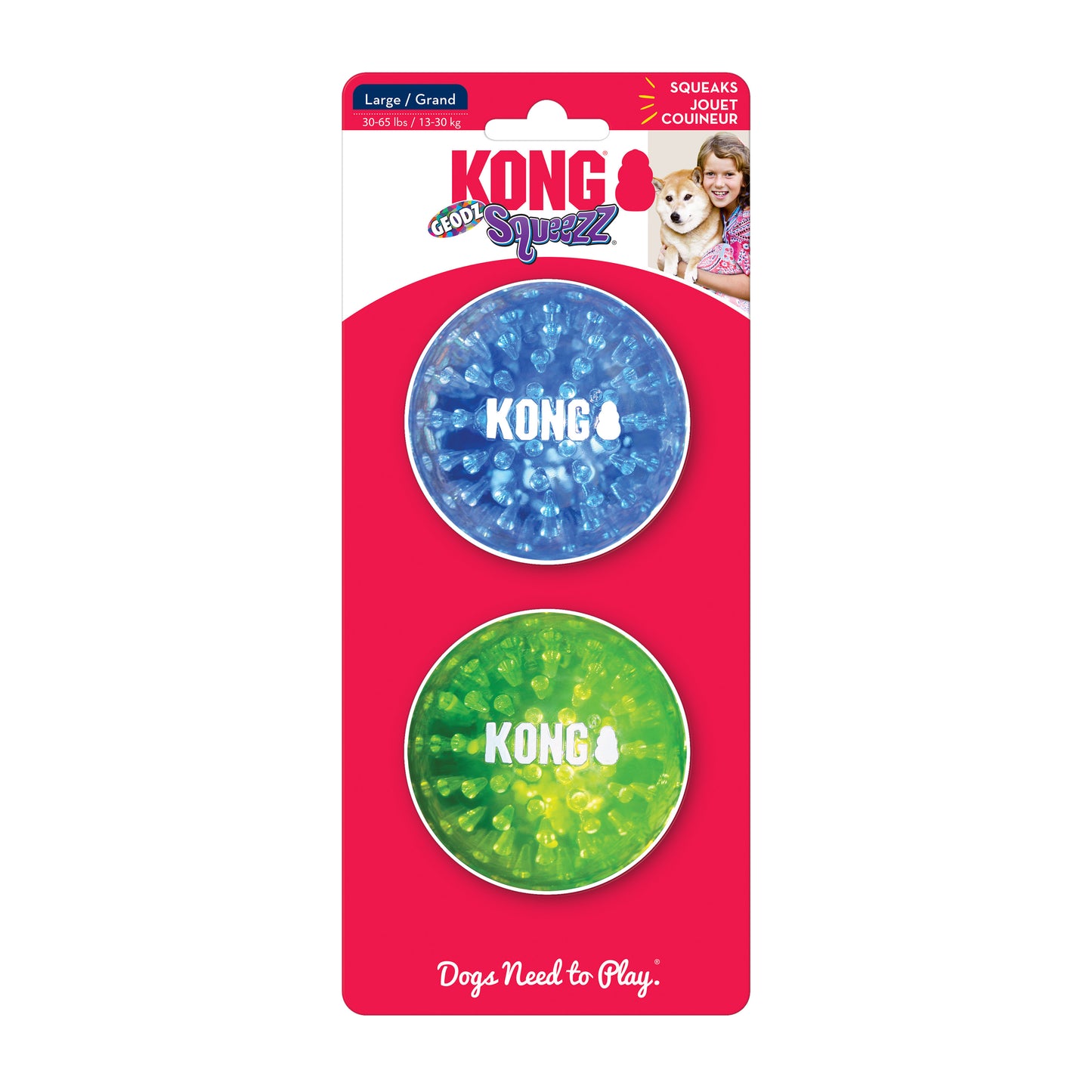 Kong Squeezz Geodz Squeaky Dog Toy Large x2