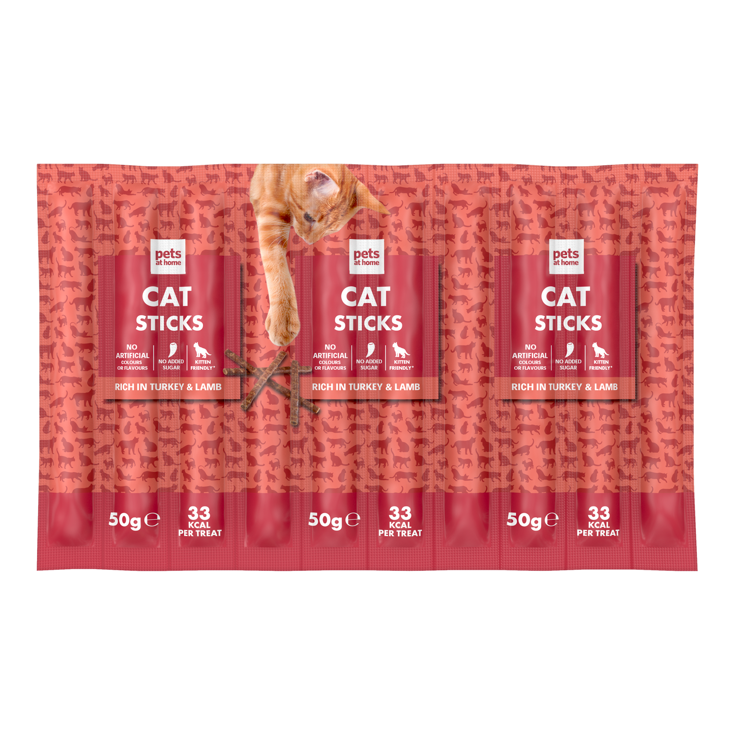 Pets at Home Cat Treat Sticks Turkey & Lamb 10x5g