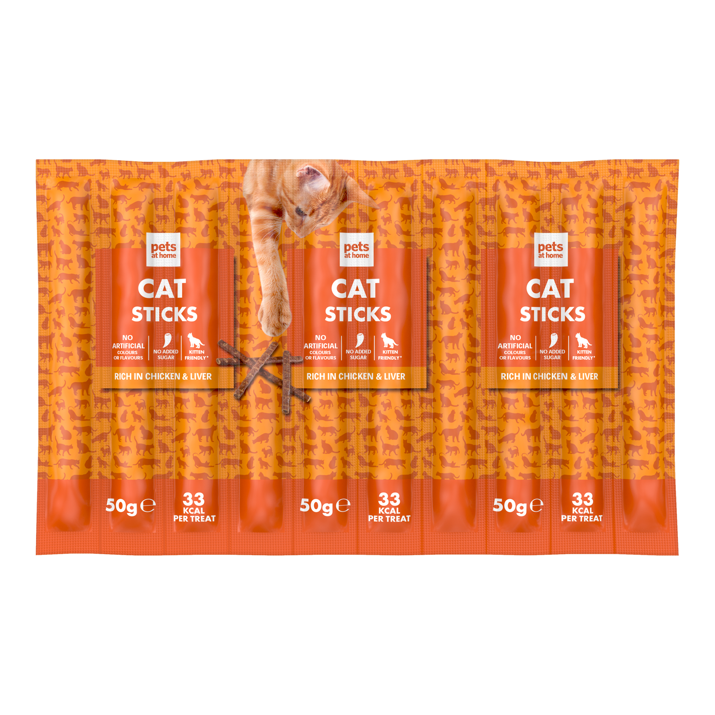 Pets at Home Cat Treat Sticks Chicken & Liver 10x5g