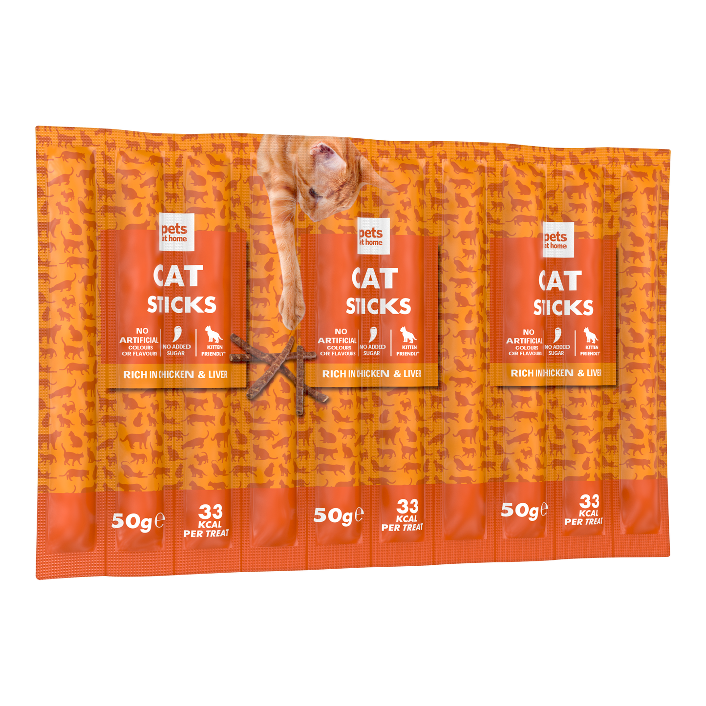 Pets at Home Cat Treat Sticks Chicken & Liver 10x5g