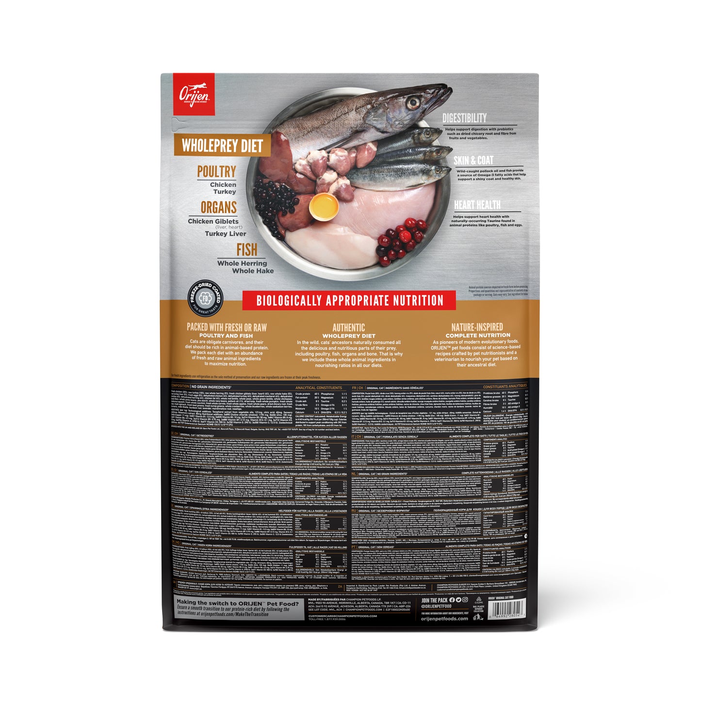 ORIJEN Original Adult Dry Cat Food with Chicken Turkey & Fish