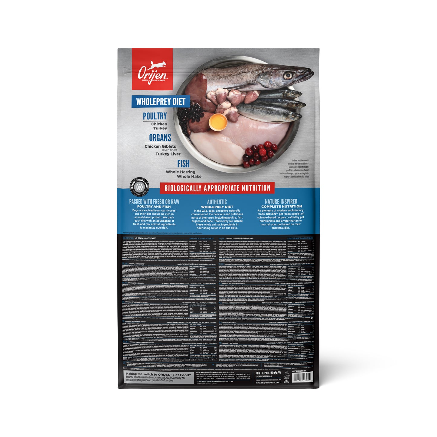 ORIJEN Original Adult Dry Dog Food with Chicken Turkey & Fish