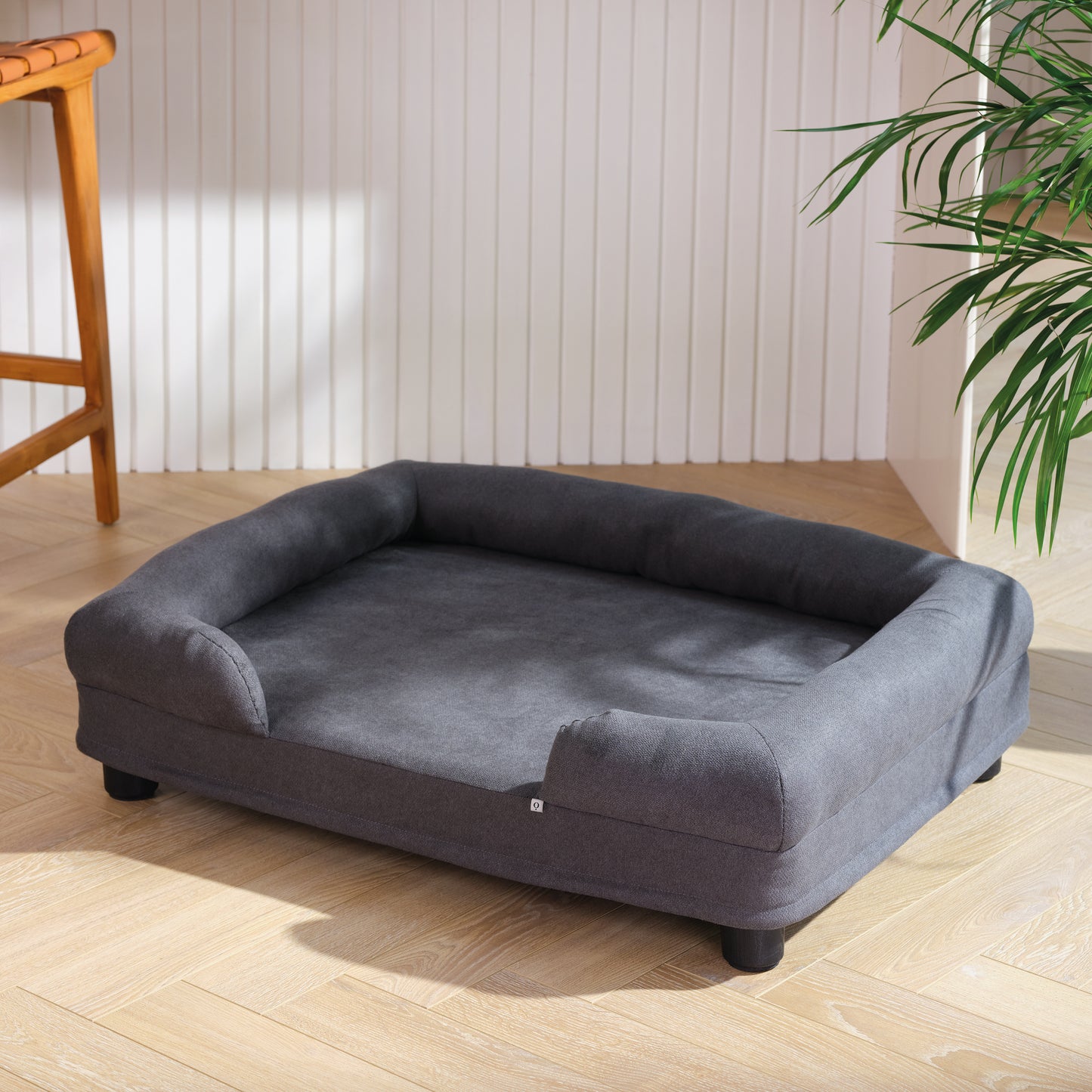 Noble Luxury Raised Bolstered Dog Mattress Grey Medium