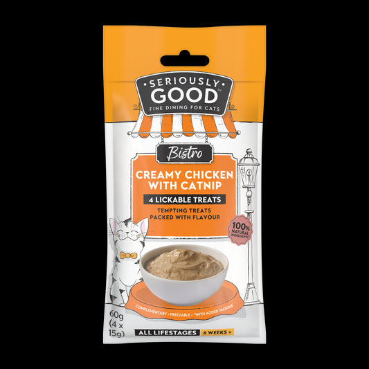 Seriously Good Creamy Lickable Cat Treats Chicken with Catnip 4x15g