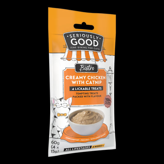 Seriously Good Creamy Lickable Cat Treats Chicken with Catnip 4x15g