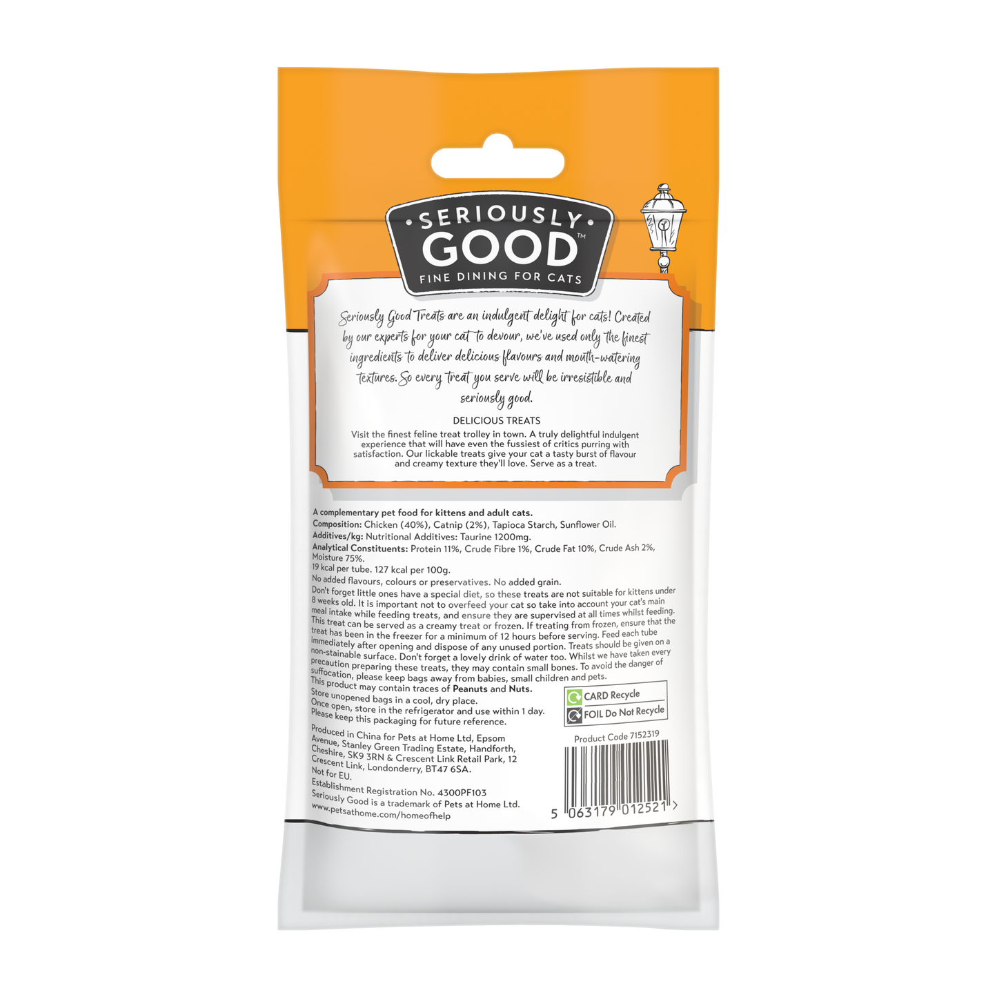 Seriously Good Creamy Lickable Cat Treats Chicken with Catnip 4x15g