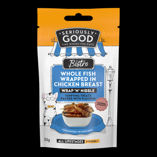 Seriously Good Wrap 'N' Nibble Cat Treats with Fish & Chicken 30g