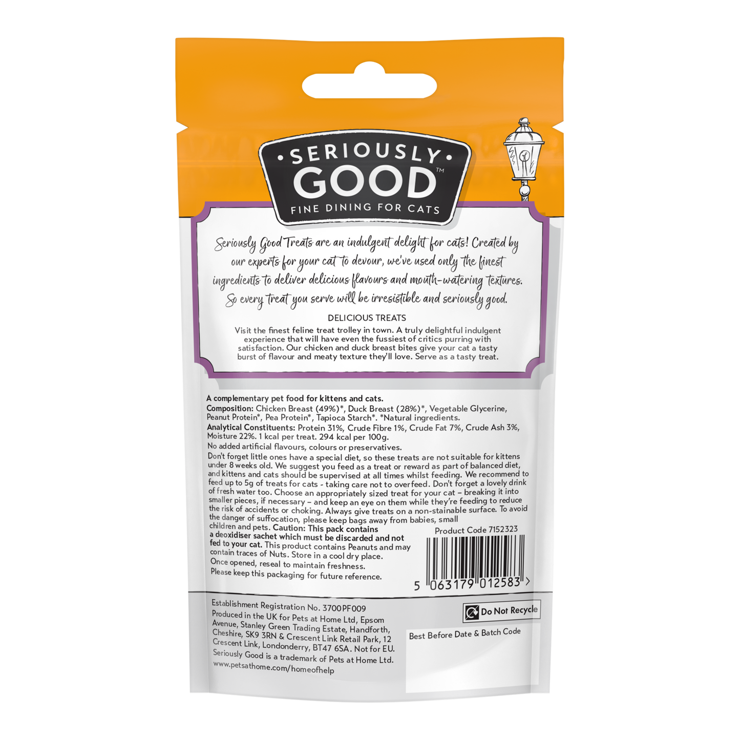 Seriously Good Chicken Encroute Cat Treat Bites 30g